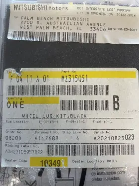 Mz315051 Mitsubishi New Oem Genuine Black Wheel Lug Nut Set Locking 2008-2025