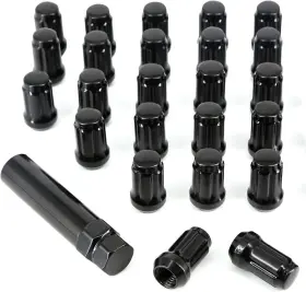 M12x1.5 Mojtbe Ln1208 Black Spline Lug Nuts 1.38 Inch 24 Pcs