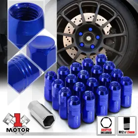 Mt1-lb510209ltznl Motor-1 20 Blue M12x1.5 50mm Aluminum Closed End Extended Tuner Wheel Lug Nut Adapter