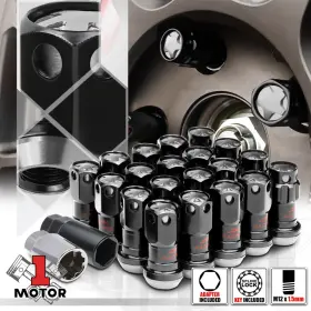 Mt1-ls516109ltznl Motor-1 16 Silver/black 12x1.5 45mm Aluminum Floating Tuner Wheel Lug Nut With 4 Lock Key