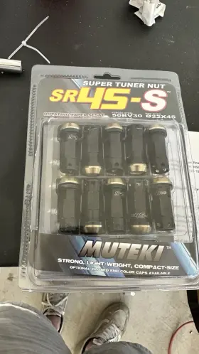 M12x1.25 Muteki 32945t Sr45-s Open Ended Lug Nuts - / Black Zinc Plated Washers