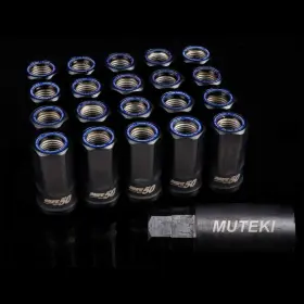 Hr5007bu Muteki Lug Nut Set Hr50 14x1.5 20pc Black With Blue Ring