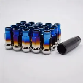 32905s Mutekl Muteki Sr48 Super Tuner Lug Nuts With Key Chrome Baking Blue 12x1.5 Extended 20