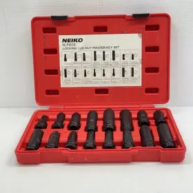 02457a Neiko 445032964976 16 Piece Sae Metric Universal Locking Lug Nut Master Key Set Whee