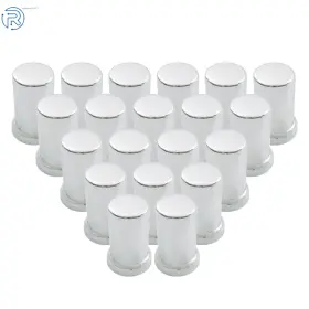 492366 Netuera Truck Rear Chrome Push On Style Plastic Flanged 3-3/8 Inch 33mm 20 Lug Nut Covers