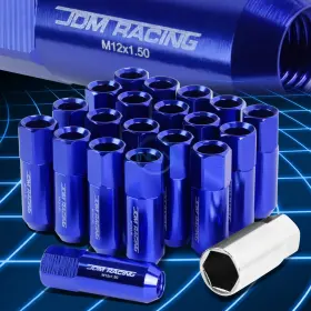 Npm47332 Newpoint Motor Open Box 20pcs M12x1.5 Anodized 60mm Tuner Wheel Rim Acorn Lug Nuts Key Blue