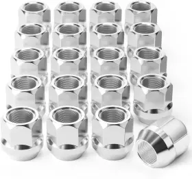 Orion Motor Tech 198715083606 1/2 Inch -20 Open End Lug Nuts 3/4 19mm Hex 1/2-20 Silver