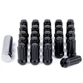 X0.91 Orion Motor Tech 719868665664 Omt 14mmx1.5 Lug Nuts W Cone Seat For 13/16 Inch Hex 2 Black Set Of 24