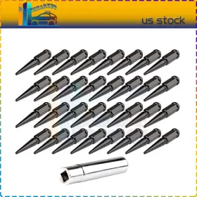 Pmt11225505 Pmt2018 32 Black Spike Lug Nut 14x1.5 With Key For Gmc Sierra Chevrolet Silverado 1500 Ford