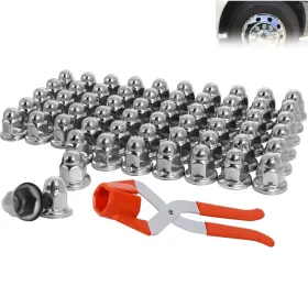 L7820 Podoy 60pc 33mm Stainless Steel Lug Nut Covers Semi Truck Rv Trailers