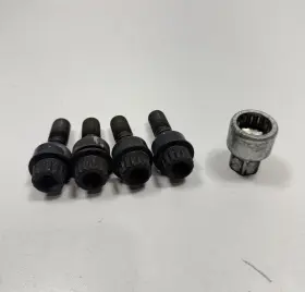 95536105710 Porsche 11-18 Cayenne Wheel Rim Bolt Lug Nut Lock Black Set Of 4 W Key Oem