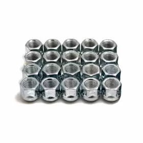 Pe-12x1.25-cs-sr-20pc-50190 Precision European Motorwerks 20pcs Open 12x1.25 Lug Nuts 0.81 Inch Tall Taper Cone Seat 19mm 3/4 Hex Silver