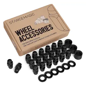 16-mag-0.71shank-bk Precision European Motorwerks Pe-20pc-7/16-mag-0.71shank-bk 20pcs 7/16-20 Lug Nuts With Washer Flat Mag Seat 1.75 Inch Length Black 7/16 X20
