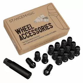 Precision European Motorwerks Pe-3/8x24-cs-long-bk-16pc 16pcs 3/8 Inch X24 Spline Lug Nuts With Key Cone Seat Long Closed End Black 3/8-24