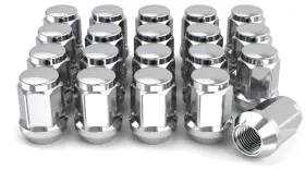 Pl.1950s Prime Lugs 24 Pack M14x2.0 Solid Piece Bulge Acorn Lug Nuts 14x2 No Cap Chrome 3/4 Hex