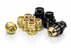 Pl.2004s.2000scp Prime Lugs 32 Pack 1/2 Inch -20 Open End Dual Thread Acorn Lug Nuts With 10 Black Caps 3/4 Hex