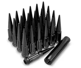 Pl.3806xlbk.3800xl Prime Lugs 25 Pack Black M12x1.25 Solid Piece Spline Spike Lug Nut Set Extra
