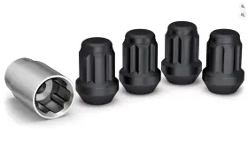 Pl.40400smbt Prime Lugs 4 Matte Black Lug Nuts And Key 1/2 Inch -20 Wheel Lock For Aftermarket/factory Wheels