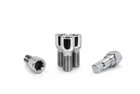 Pl.85k545-24.10566 Prime Lugs 4 Pack 12x1.5 Chrome Tuner Lug Bolts Acorn Seat 24mm Shank With 8 Point Star Key