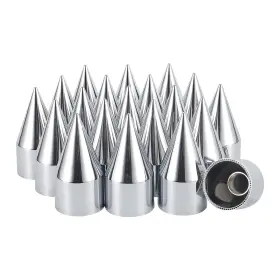 Hbc02-screw-20-pl Prinic 33mm X 41/4 Inch Chromed Spike Lug Nuts Covers Screw On Abs Chrome Plastic Caps