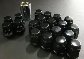 W651b19 Project Kics 16 Lugs 4 Locks Black Bullock And Nut Set - 12x1.50
