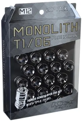 Wmn03gk Project Kics 12 X 1.25 Glorious Black T1/06 Monolith Lug Nuts - 20 Pcs