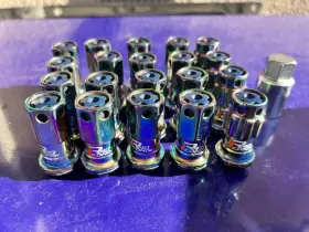 Wrif13nk Project Kics 16 4 Locks Neochrome R40 Iconix With Blue Aluminum Caps - 12x1.25