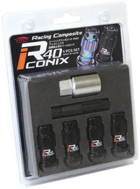 Wyif41kk Project Kics 12x1.50 R40 Iconix Black Lug Nut Lock Set - 4