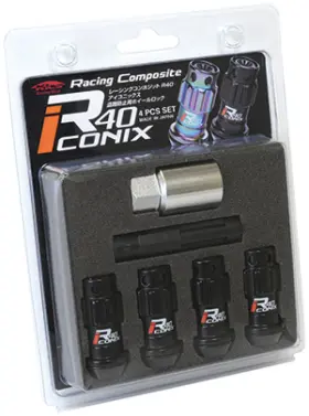 Wyif43kk Project Kics 12x1.25 R40 Iconix Black Lug Nut Lock Set - 4