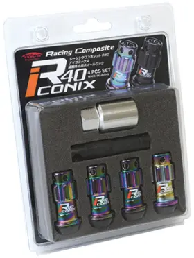 Wyif43nk Project Kics 12x1.25 R40 Iconix Neochrome Lug Nut Lock Set - 4