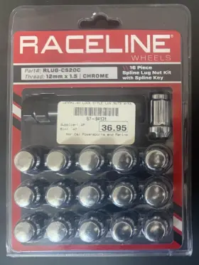 Rlug-cs20c Raceline Wheels Chrome Spline Lock Style Lugnuts 12 X 1.5 Thread Finish