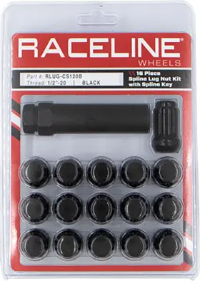 Rlug-cs120b Raceline Wheels Lug Nuts - Spline Socket 1/2 Inch -20 With
