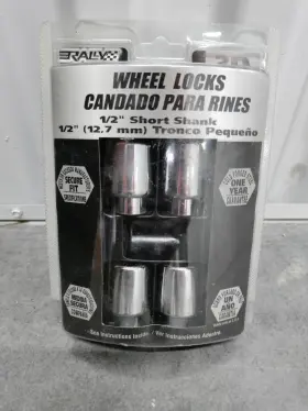 90336 Rally Lug Nut Locks 1/2 Inch Short Shank Chrome Set With Key Anti-theft