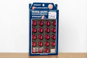 74020001017rd Rays Genuine Dura-nuts L42 Straight Type For 5h - M14 X 1.5 Red 20 Lugs