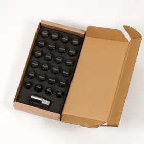 74081000004bk Rays In Stock/usa 19hex Nut And Lock Set L31 - M12 X 1.5 Black 24 Lugs