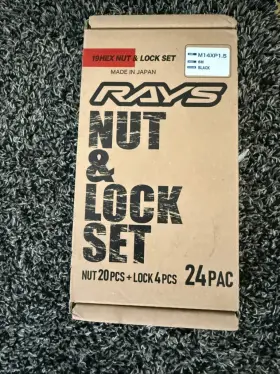 74081000006bk Rays 19hex Nut And Lock Set - M14 X 1.5 Black 24 Lugs