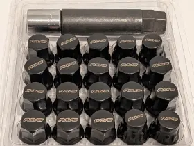 M12xp1.25 Rays 933208085424 Jdm Steel Wheel Lug Nuts Locks 17hex 5h/bk Black Acorn Closed End