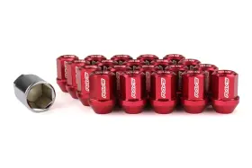 Rays-wdura3212150r Rays L32 Dura-nut Straight Type Lug And Wheel Lock Set - Of 20 / Red 12x1.50