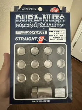Wdura4212150b Rays Dura-nut L32 Straight Lug Nuts Lock Set 12x1.25 32mm