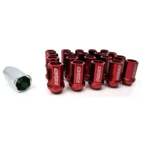 Wdura4214150r Rays Dura Lug Nut And Lock L42 Red 14x1.5 20pc With Locks