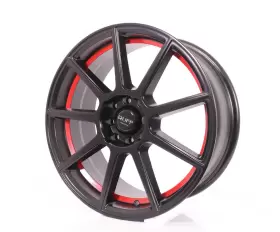 1775vdr384d04b72 Ruff Racing Throttle Gloss Black Red Inner Lip 17x7.5 38 4x100 Wheels Set Of Rims