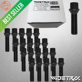 Rt-1415-c-45-b Ruggedtuff Widetrax New 20pc 14x1.5 Black Wheel Lug Bolts 17mm Hex Cone 45mm Shank For Mercedes Audi