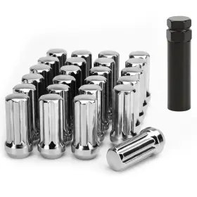 5654dnc Sb-wheel-mfg Fits Chevy Gmc Silverado Sierra 1500 14x1.5 Chrome 7 Spline Lug Nuts 2 Inch 24pc Key