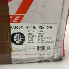 H34850030gb Shift Wheels Gear Wheel 18x9 30 5x114.3 73.1 Black Single Rim