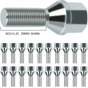 Sinwon119526 Sinwonparts 20 Pcs 12x1.25 Chrome Conical Cone Wheel Lug Bolts Shank 29 Mm Silver