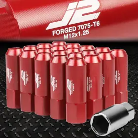 Sdd-lnt7003125rd Speed Daddy J2 Engineering 7075 Aluminum M12x1.25 20pc 60mm Open-end Lug Nut With Adapter Red