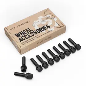 12x1.5-39mm-cs-b-1 Stancemagic Extended M12x1.5 Lug Bolts Pack Of 10 39mm Shank Cone Seat Black 12x1.5