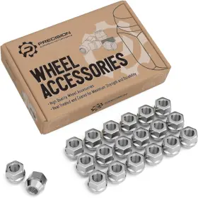 16in-cs-short-reg-sr Stancemagic 7/16in-cs-short-reg-sr 20pcs Chrome Open End Lug Nuts - 7/16 Inch X20 0.8 Height Silver