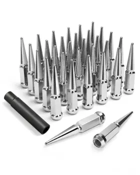 9167843 Sucoso Spike Lug Nuts 9/16-18 32pcs Chrome Socket Key Dodge Ram Ford F250 F350