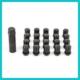 Salugnut12x1.5bk Supreme Auto 20 Pcs 12x1.5 M12x1.5 35mm Wheel Spline Lug Nuts Tuner Black Include Key